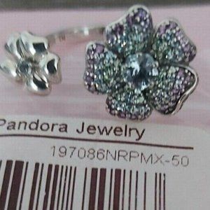 AUTHENTIC PANDORA STERLING SILVER *RETIRED* Glorious Blooms Ring 197086NRPMX-50
